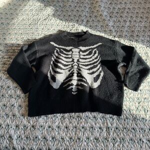 Black and White Skeleton Knit Sweater